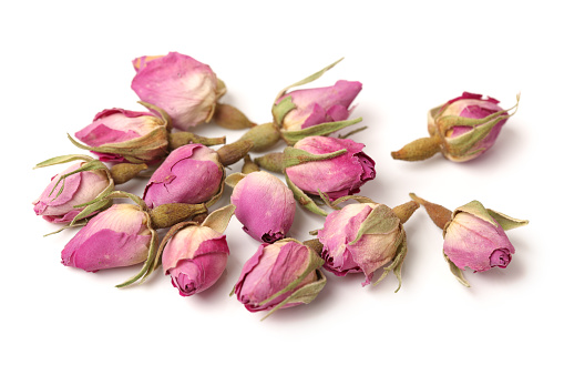 Roses for tea on a white background