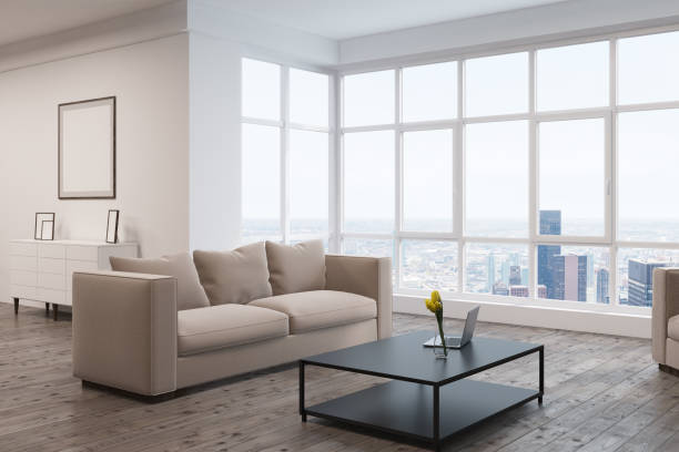 istock Living room with sofa and window 667869996