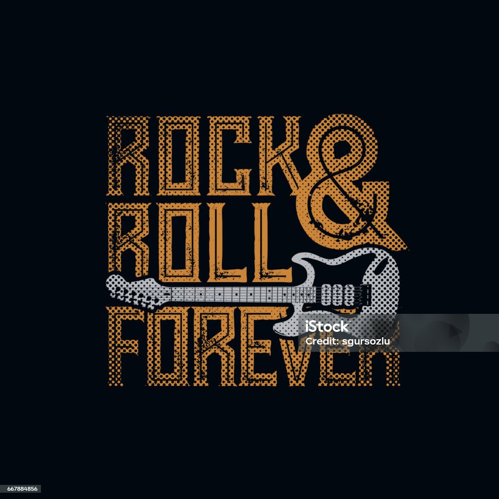 Rock and Roll Forever Rock and Roll Forever typographic design for t-shirt print. Global flat colors. Layered vector illustration. Rock Music stock vector