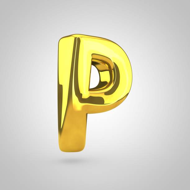 istock Golden letter P uppercase isolated on white background 667893296