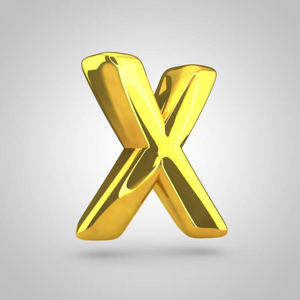 istock Golden letter X uppercase isolated on white background 667894698