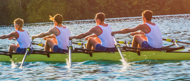 sport rowing race - rowboat sport rowing team sports race imagens e fotografias de stock