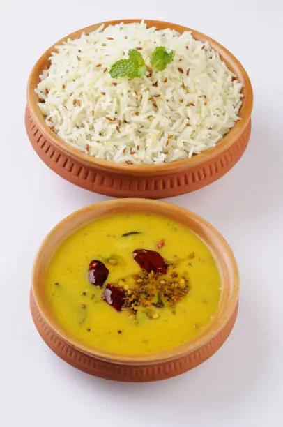 Dal Tadka, with rice Indian food