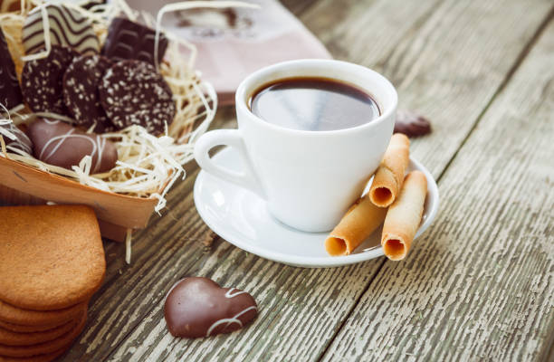 istock Coffee break, breakfast. Cup of coffee with biscuit cookies 667921724