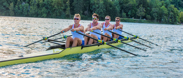 sport rowing training - rowboat sport rowing team sports race imagens e fotografias de stock