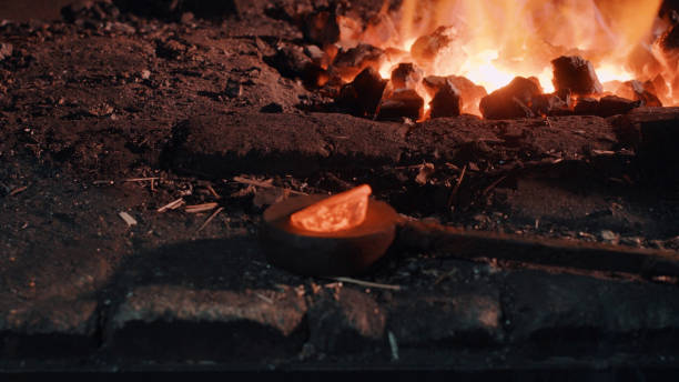 istock Heated metal part near the fire 667926246