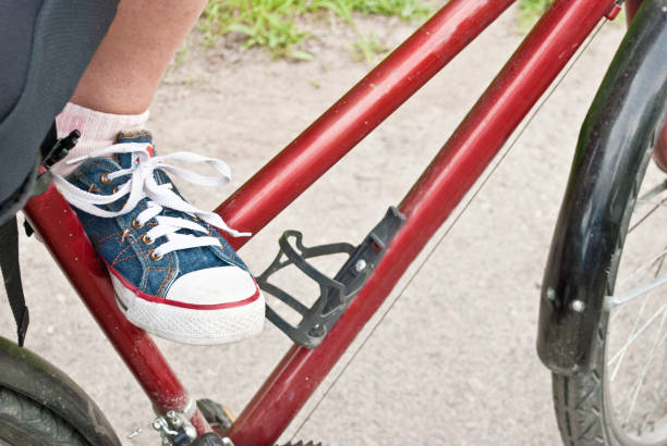 istock Cyclist foot resting on bike 667931304