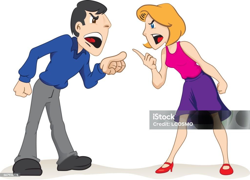 Ảnh minh họa Hai người đàn ông và người phụ nữ cãi nhau, hai vợ chồng cãi nhau. Lý tưởng cho các tài liệu giáo dục và thể chế - Trả phí Bản quyền Một lần Nữ vectơ sẵn có