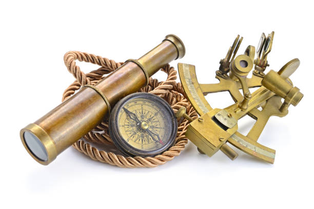 istock compass,sextant and spyglass on the white 667947740