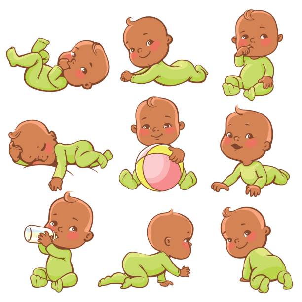 ilustrações, clipart, desenhos animados e ícones de jogo pequeno do bebê - human face child little boys human head