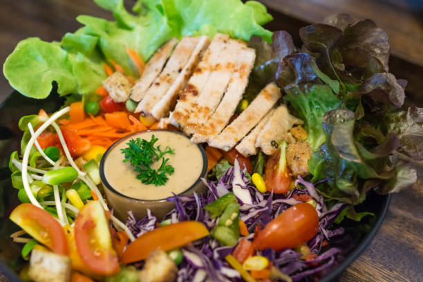 istock close up of chicken salad with vegetable 667966950