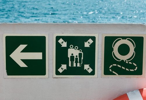 Muster Station and Emergency Information On  Ferry Boat