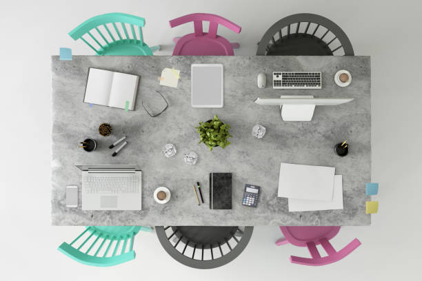 istock Office business team desk copy space knolling template 667975298