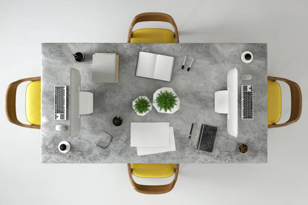 istock Office business team desk copy space knolling template 667977826