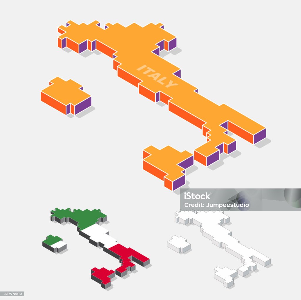 Italian Map Graphics Italy Map Element With 3d Isometric Shape Isolated On Background Vector ...