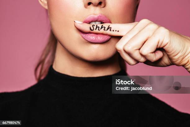 Shh Womens Secrets Stock Photo - Download Image Now - Women, Finger on Lips, Sensuality