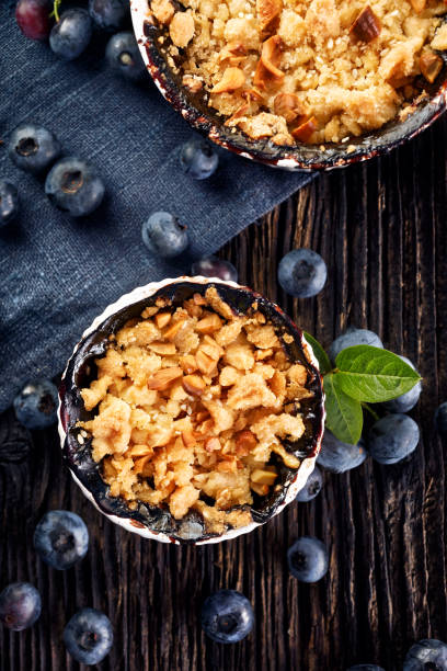 istock Blueberry crumble, top view 667981360