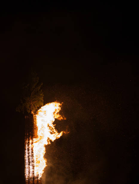 istock Embers fire fireplace grill fire flame, black background 667985068