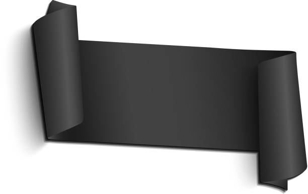istock A realistic black ribbon in the form of a banner. Empty space for your projects. Falling shadows on the surface. For the web 667993334
