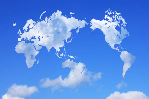 istock Map of the world in the clouds 668004568