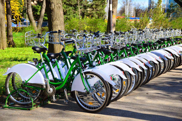 istock Lot of bicycles parking 668010134