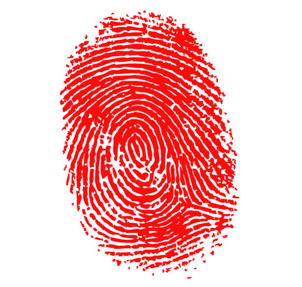 impressão digital - fingerprint thumbprint identity red - fotografias e filmes do acervo