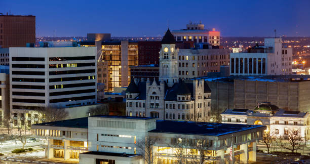 istock Panorama of Wichita at night 668013946