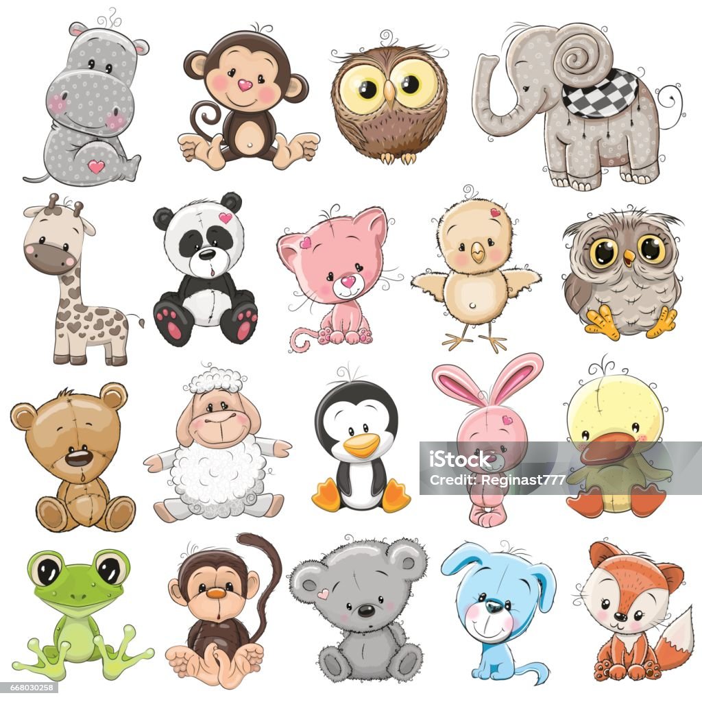 Set Of Cute Animals Stock Illustration - Download Image Now - Animal, Cute,  Teddy Bear - iStock