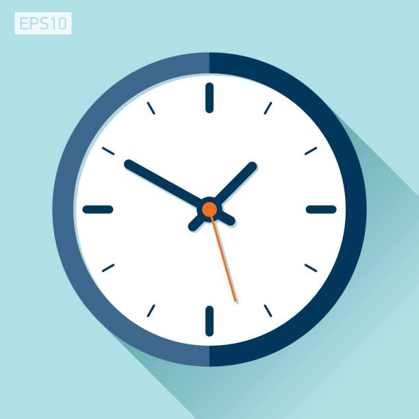 ilustraciones, imágenes clip art, dibujos animados e iconos de stock de icono de reloj en estilo plano, temporizador de fondo de color. elemento de diseño vectorial - reloj