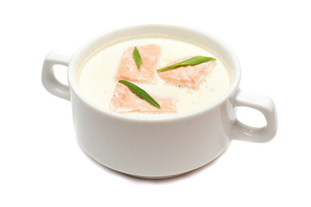 Cream soup with salmon - gourmet food