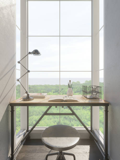 istock 3d render of the interior design of the small office 668046826