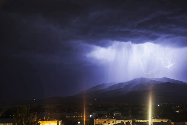 lightning on the mountain Ara in Armenia