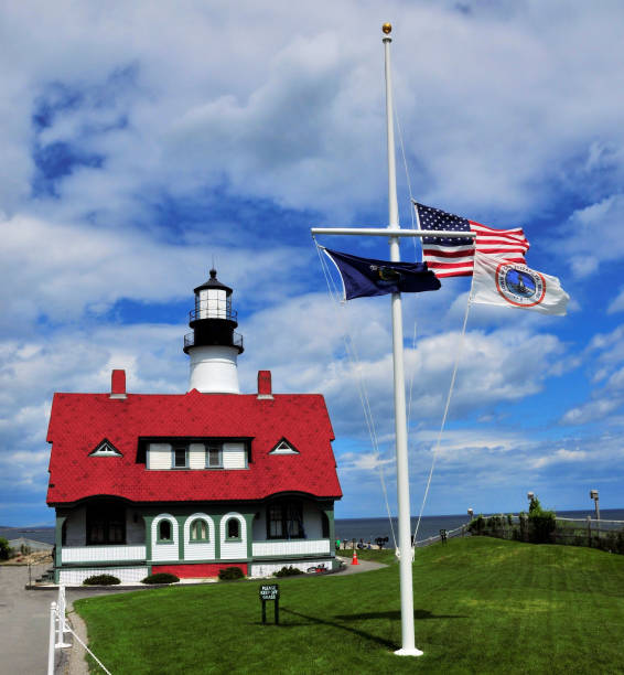 portland headlight - portland maine stock-fotos und bilder