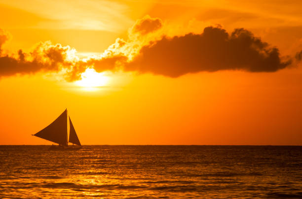 istock Beautiful sunset at Boracay, Philippines 668064652
