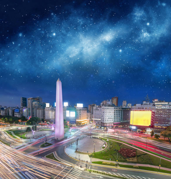 istock Argentina Buenos Aires downtown with obelisco at night 668077368
