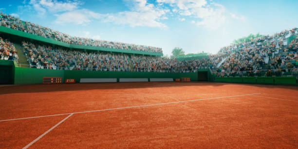 tennis: playing court - ténis desporto com raqueta imagens e fotografias de stock