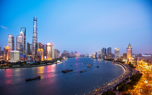 Skyline night view on Pudong New Area, Shanghai