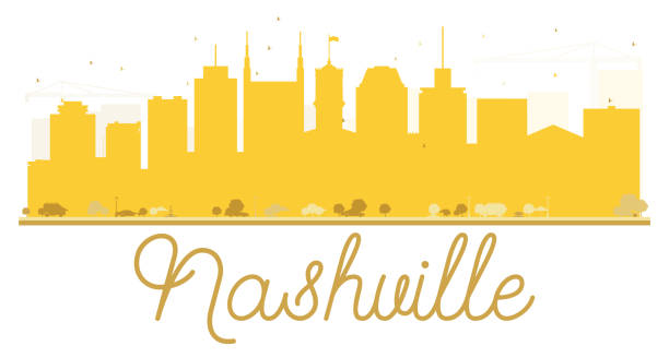 ilustrações, clipart, desenhos animados e ícones de silhueta do horizonte dourado cidade de nashville. - tennessee house nashville residential structure