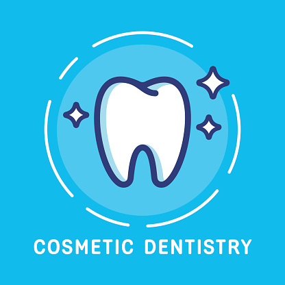 Health Dent Logo design vector template flat line style. Cosmetic dental dentistry. Dental clinic Logotype concept icon. Health tooth poster or card.