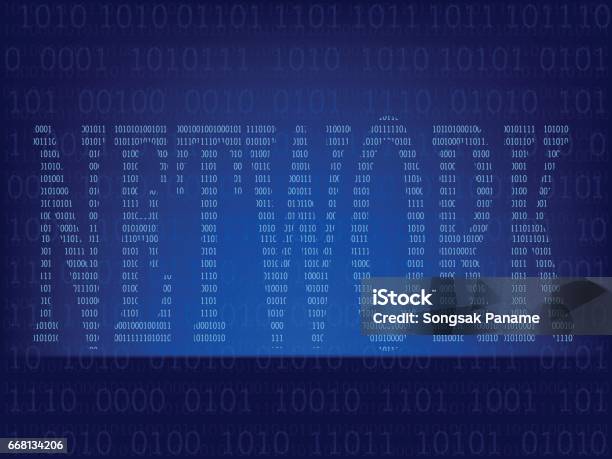 Computer Binary Code On Blue Screen Stock Illustration - Download Image ...