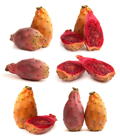 Prickly pears on a white enamel plate