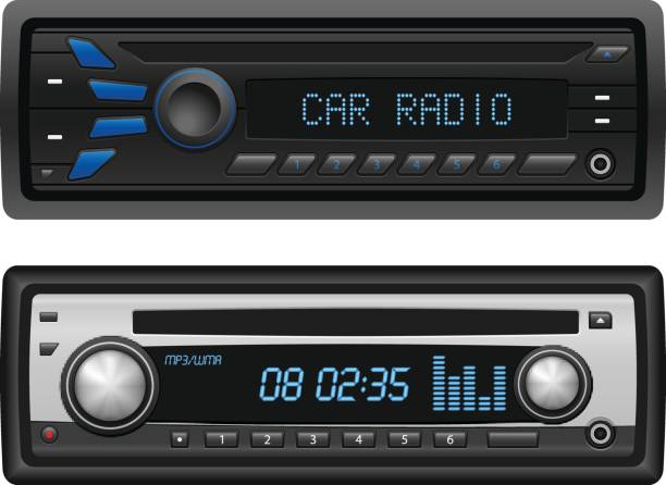 autoradio-set - tuner car stock-grafiken, -clipart, -cartoons und -symbole