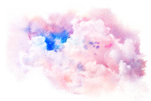 istock Watercolor illustration of sky with cloud. 668151104