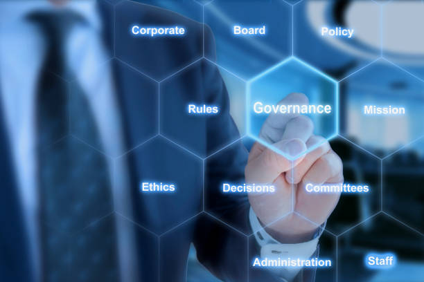 istock Hexagon grid governance click from businessman 668161266