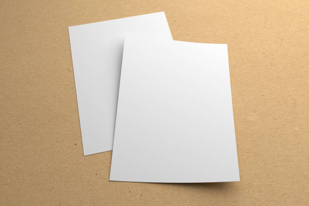 istock Blank two 3D illustration flyers mockup on recycled paper background 668167564