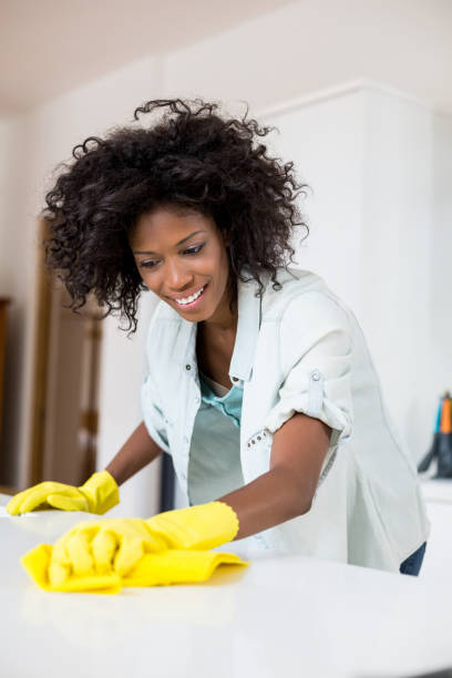 istock Woman cleaning kitchen counter 668174348