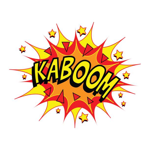 illustrazioni stock, clip art, cartoni animati e icone di tendenza di cartoon vector kaboom - kaboom