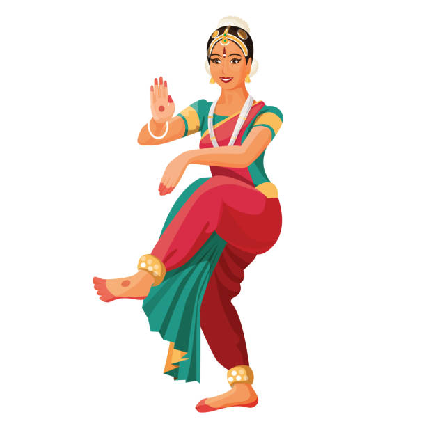 bharatanatyam oder bharathanatiyam frau tänzerin vektor illustration isoliert - traditional dancing ballet dancing classical style stock-grafiken, -clipart, -cartoons und -symbole