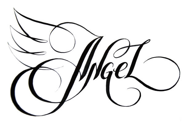 Lettering With Swirls Angel Stock Illustration - Download Image