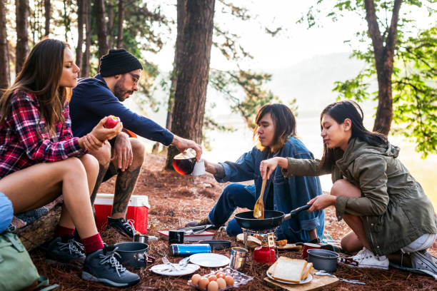 istock Friends Camping Eating Food Concept 668203930